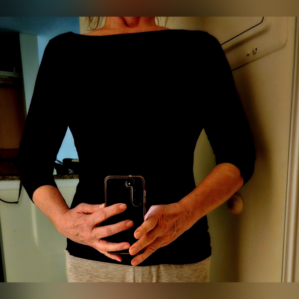 Patty Boutik Black, Boatneck 3/4 sleeve Top